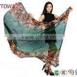 Big Long Rose Pattern Summer Scarf and Shawl for Women Imitated Silk Material More Vivid Royalblue Pink Flamingo Green thumbnail-1