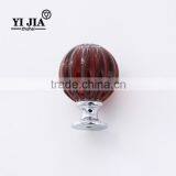 1 7/9 Inch Honey Amber Pumpkin Shape Brass Base Glass Pull Knobs