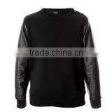 Fashion 2014 Sweatshirt With Leather Sleeves Custom Hooded Sweatshirt thumbnail-1