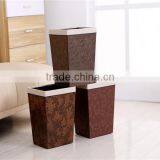 Plastic Medium Rectangle Leather Wraped Cheap Trash Can for Hld With Open Top Button 11L thumbnail-3
