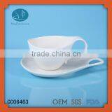 Solid White Porcelain Tea Cup and Saucer ,ceramic Espresso Coffee Cup thumbnail-1