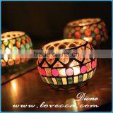 Starburst Round Ball Shape Seashell Handmade Mosaic Glass Candle Holders thumbnail-3