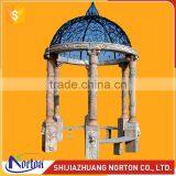 Outdoor decor iron craft with marble pillar for sale NTGM-004LI