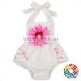 Boutique Girls Summer Backless Ruffle Halter Playsuit White Flower Kids Jumpsuit thumbnail-3