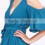 Cold Shoulder Waist Tie Playsuit Summer Jumpsuits for Women 2016 thumbnail-2