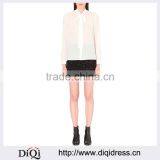 Wholesale Women Self Tie Neck Long Sleeves Pippa Woven Shirt(DQE0117T) thumbnail-1
