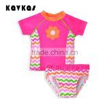 Beautiful Flower Printed Children Swimwear Shoret Sleeve 2pcs/lot Beachwear thumbnail-1