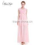 Maxnegio Sexy Long Maxi Pink Color With Ruffle Neck Evening Dress for Girls thumbnail-1