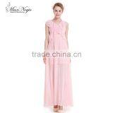 Maxnegio sexy long maxi pink color with ruffle neck evening dress for girls