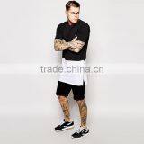 2015 Mens Long Tee Shirt 100% Cotton Short Sleeve Long Tee Shirt With Panelling and Side Zips thumbnail-5