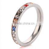 High Quality Lucky Heart Clover 3 Colors Steel Rings Luxury Crystal Paving Titanium Steel Finger for Engagement Gifts 2016 thumbnail-5