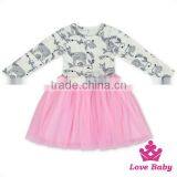 Romantic Spring Children Clothing Frock Design Long Sleeve Pattern Printed Baby Girl Pink Tutu Princess Dress thumbnail-6