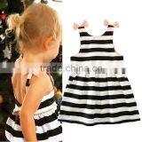 S17727A Wholesale Baby Little Girls Sleeveless Summer Striped Dress thumbnail-1