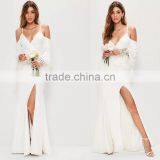 SIMPLE STYLE Women Lace Split Hem and Deep V-neck Maxi Prom Derss thumbnail-4