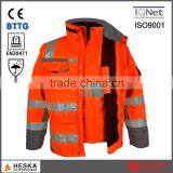 EN20471 EN343 3:3 High Visibility 3 in 1 Parka Safety Reflector Jacket thumbnail-2