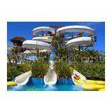 Huge Fiberglass Aqua Water Slide Water Park Equipment in White , Rose , Yellow