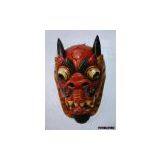 Wooden Hand Carved Tribal Lion Wall Hanging Mask Nepal thumbnail-1