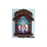 Child Krishna & His Cow, Painting in Jarokha Made With Wood Crafts thumbnail-1