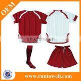 Hot Sale 2014 Latest Official Design Soccer Kits Sets Cheap Red Color Soccer Wear