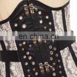 Steampunk Brocade Underbust Synthetic Leather Corset With Buckles and Studs thumbnail-3