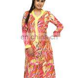 Manufacuturer Fluorescennt Neon Colored v Necklline Fashioned Crepe Long Karachi Lady Kurti thumbnail-1