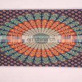 Beautiful Indian Handmade White Peacock Mandala Printed Wall Hanging Tapestry thumbnail-2