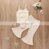 Fall Winter Baby Girls Clothing Knitted Solid Color Vest Rompers + Flared Trousers Pants 2pcs Set Kid Girls Clothing Set thumbnail-6