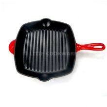 10 Inch Square Enamel Cast Iron Grill Pan Bakeware Supplier Square Cookware Set Wholesale thumbnail-3