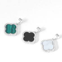 S925 Sterling Silver Four-leaf Clover Necklace Female Agate Zircon Pendant Simple Style Necklace thumbnail-2