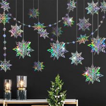 Hot Sale 6 Pcs/Set Custom Indoor Paper 3D Snowflake Hanging Christmas Ornaments For Decoration