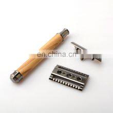 Wholesale Traditional Design High Quality Zero Waste Olive Wood Mens Eco-friendly Double Edge Wooden Shaving Safety Razor thumbnail-2
