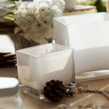 White Black Silver Colored Square Glass Candle Jar Table Vase Centerpieces For Home And Wedding Decoration thumbnail-4