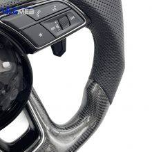 For Audi A4 B9 Black Lable Carbon Fiber Perforated Leather Black Stitching Steering Wheel With S /RS Logo Accessories thumbnail-3