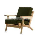 Replica European Style Relaxing Danish Design Solid Ash Wood Hans J Wegner Plank Chair With Fabric Cushion thumbnail-1