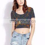 (Trade Assurance)Young Aloud SHORT SLEEVES CROP TOP thumbnail-4