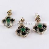Stylish Precious Green Onyx & White CZ Jewellery Set, 925 Sterling Silver Jewellery, Handmade Silver Jewellery thumbnail-4