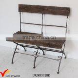 Vintage Brown Antique Folding Wood Metal Chair