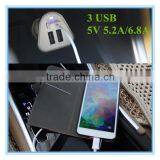 hot sale oem white and black colorful ring blue led 5v 5.2a 6.8a 3 port phone charger for lenovo