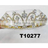 Wedding Rhinestone Gold Tone Bridal Flower Bridal Crown thumbnail-5