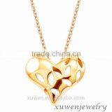 Gold Plated Stainless Steel Solid Heart Pendant Necklace