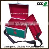 Portable green aluminum medical first aid case