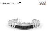 2016 GENRMAN Carbon Fiber Setting 925 Sterling Silver Bracelet Bangle for Men