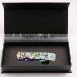 OEM Damascus Blade Material Silk Color Abalone Handle Folding Knife thumbnail-6
