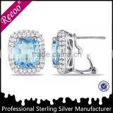Fashion Women White Gold Blue Sapphire Bridal Jewelry Sets thumbnail-3