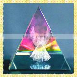 Personalized Pyramid Shape 3D Photo Crystal Laser Engraved Angel For New Year Gifts Items