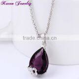 New Amethyst Purple Crystal Zircon Platinum Plated Pendant Necklace Collar Choker Vintage Statement Necklace Women thumbnail-4