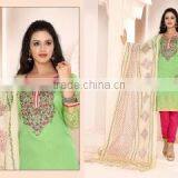 Precipitant Sea Green Cotton Churidar Suit/wholesale churidar Suit