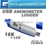 USB Hot Wire Wind Speed Anemometer Data Logger 16K Memory Made in Taiwan thumbnail-1