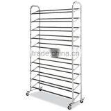 Chrome 10-Tier Rolling Shoe Rack thumbnail-2