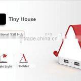Multi-functional Tiny House Design 4 Port USB Hub, Touch Sensor LED Night Light, Creative USB Hub With Smartphone Holder thumbnail-5